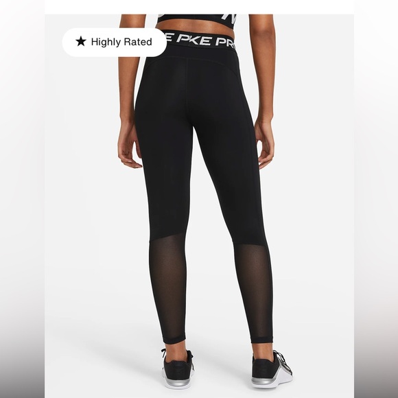 NEW Nike Pro Women's Mid-Rise Mesh-Paneled Leggings Training - Picture 3 of 9